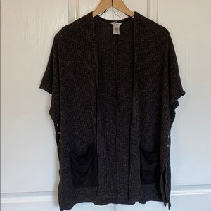 Candies Shawl, short Sleeve, Grey, suede pockets